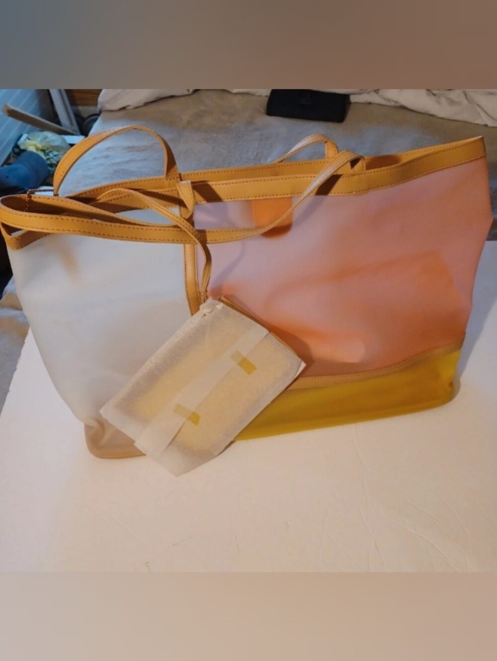 Rare Elizabeth Arden  Colorblock Tote Bag in Yellow, Pink and Cream